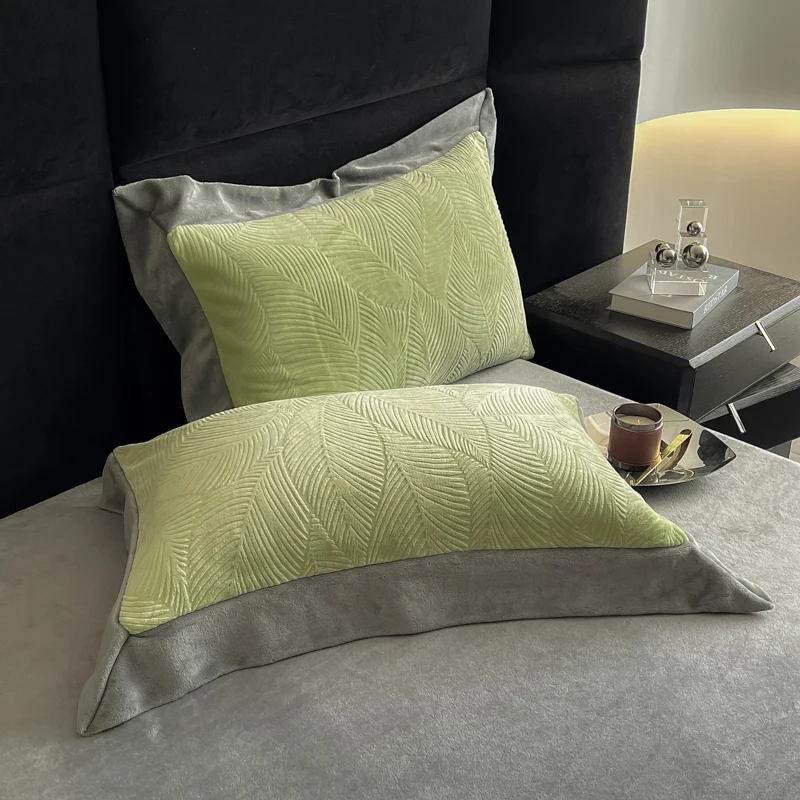 Bett bezug Set High End neue breite Kante Carveid Samt Bettwäsche Set warm und weich für Herbst Winter Tröster Set Bettwäsche – Detail 15