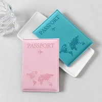 Couverture de passeport en cuir PU pour hommes et femmes, organisateur, porte-carte de protection, couvertures de documents d'identité, carte du monde, étui de passeport de voyage 2