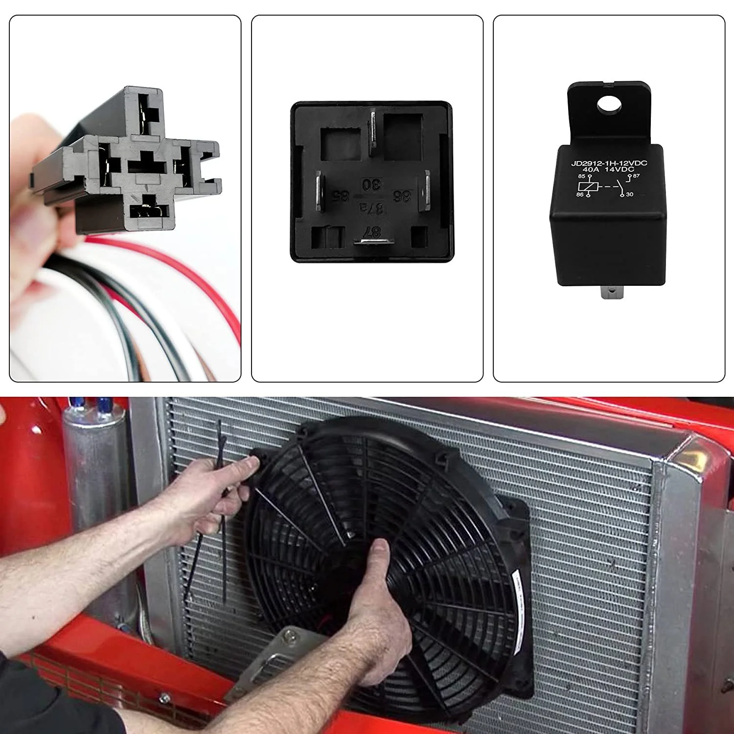 Dual Electric Fan Wiring Kit Dual Electric Fan Relay Kit 185 On 175 Off 4 Pin 40 AMP Waterproof Relay
