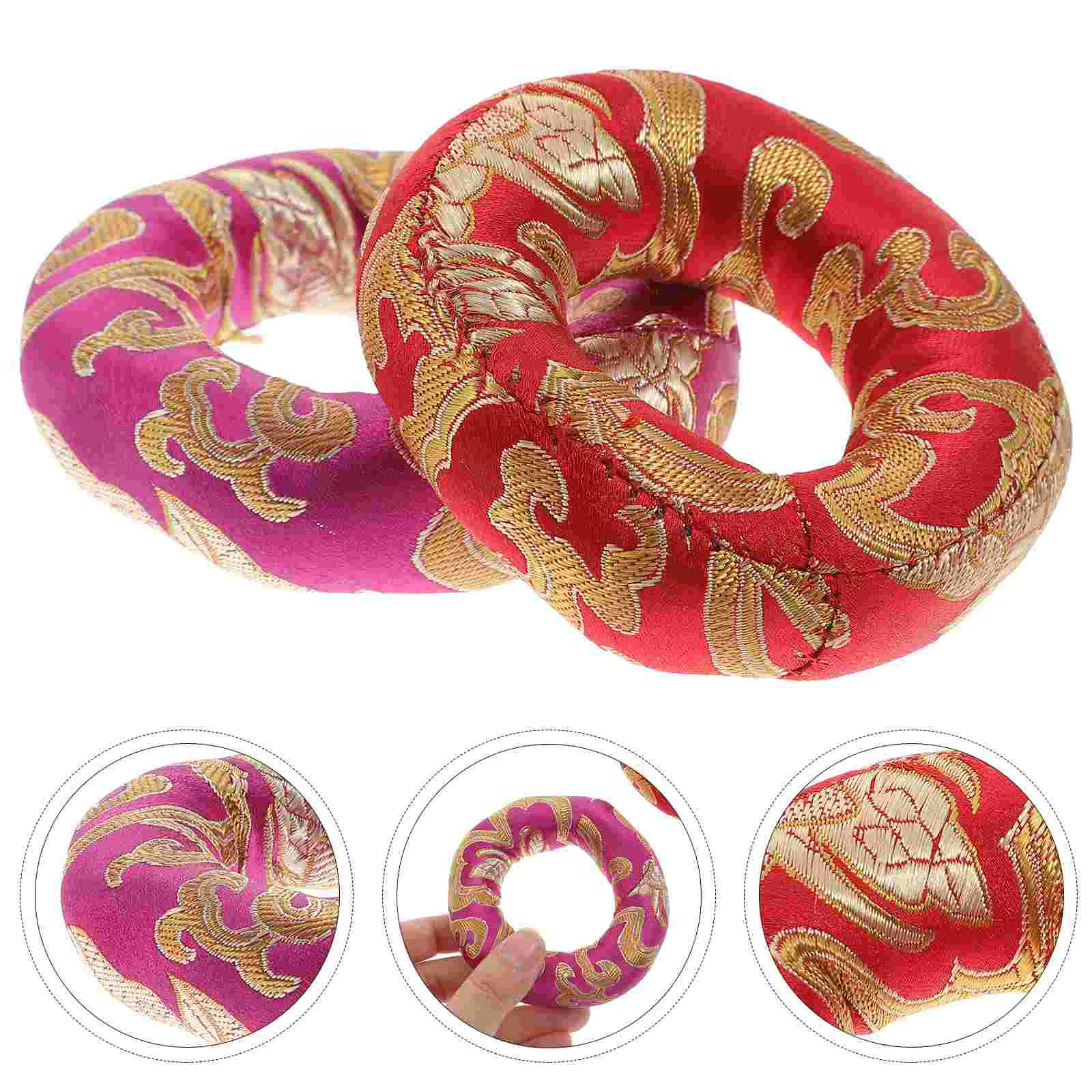 

2 Pcs Buddha Music Bowl Mat Singing Pad Tibetan Bowls Ring Meditation Sound Cushion Pads Cushions