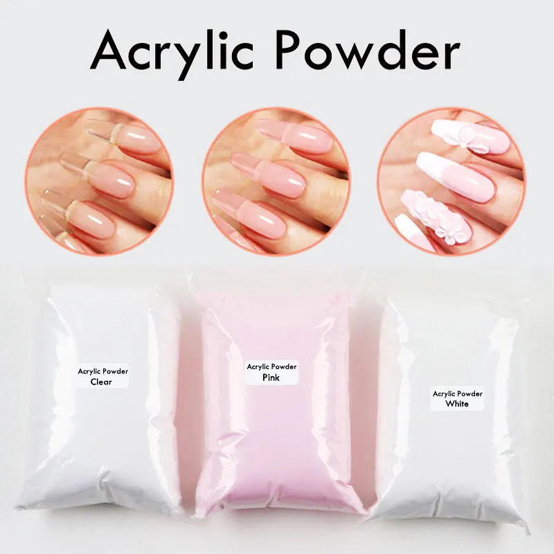 

3pcsx100g Pink White Clear Nail Acrylic Powder Crystal Builder/Extension/Dipping/Engraving Powder Poly Monomer