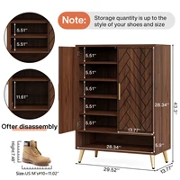 Tribesigns 6-Tier Shoe Cabinet with Doors, Walnut Wooden Shoe Storage Cabinet with Adjustable Shelves for Entryway 6