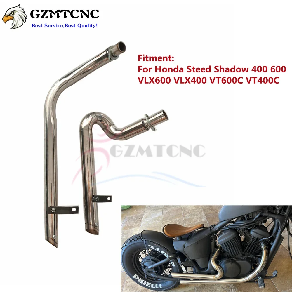 Auspuffrohr Für Honda Steed Shadow 600/400 - Chrom Auspuff Mit Abnehmbarem Schalldämpfer