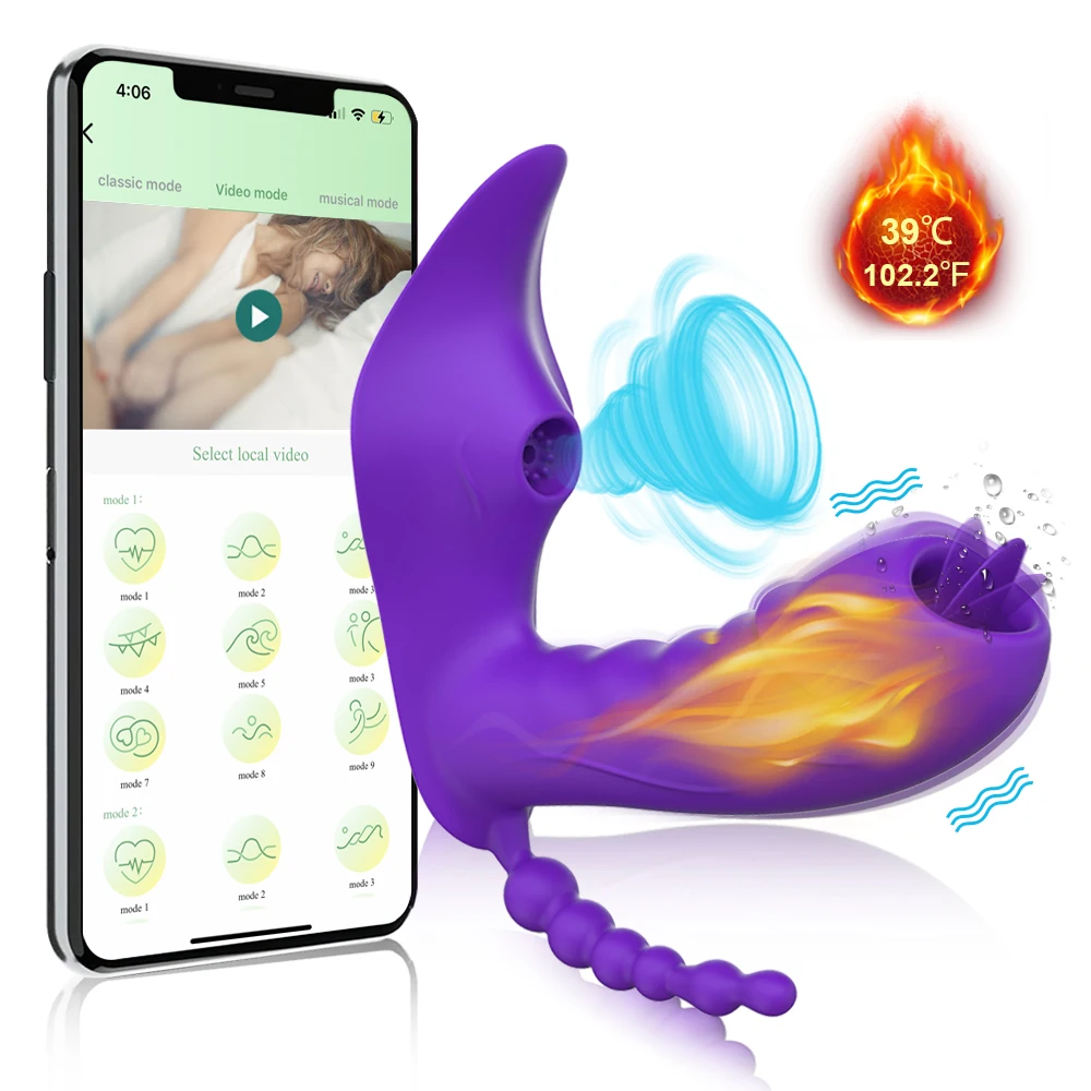 Bluetooth App Dildo Heizung Vibrator weibliche drahtlose Fernbedienung Sauger Klitoris Stimulator Sexspielzeug für Frauen Paare Erwachsene 1