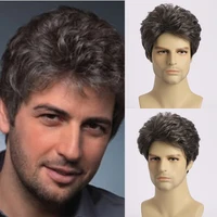 Cheveux bouclés naturels courts pour jeunes hommes, perruques synthétiques en fibres résistantes à la chaleur 3