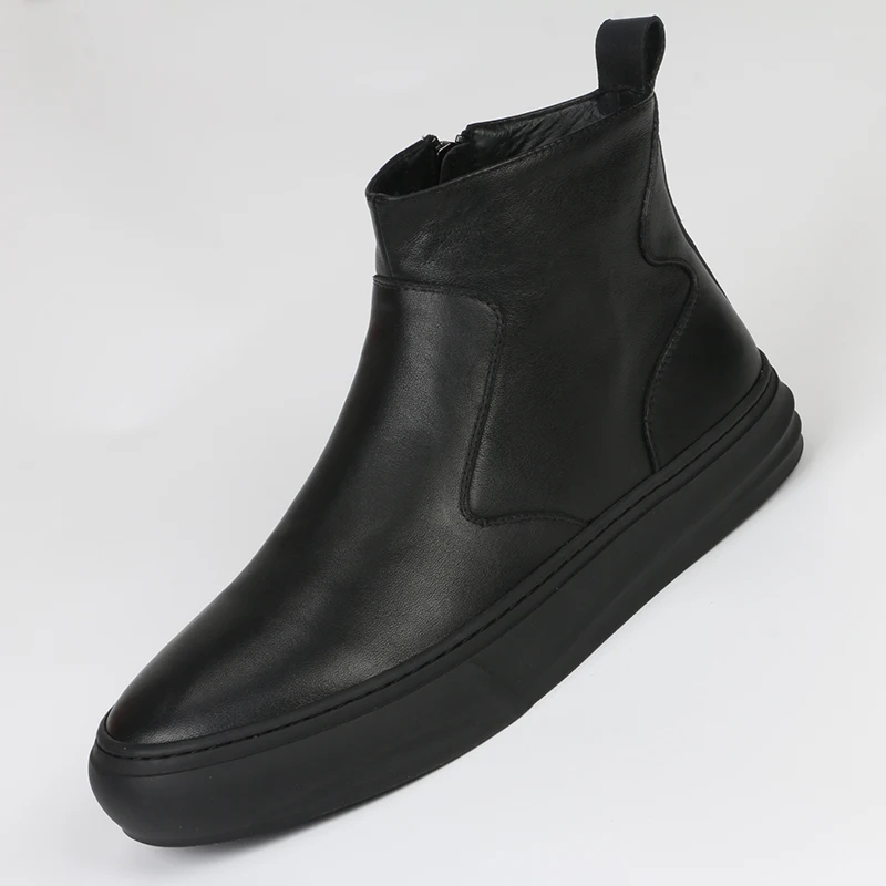 

Chelsea boots, English Leather Martin boots, Korean version of fashion work clothes, high top plush cotton shoes, men's fashion