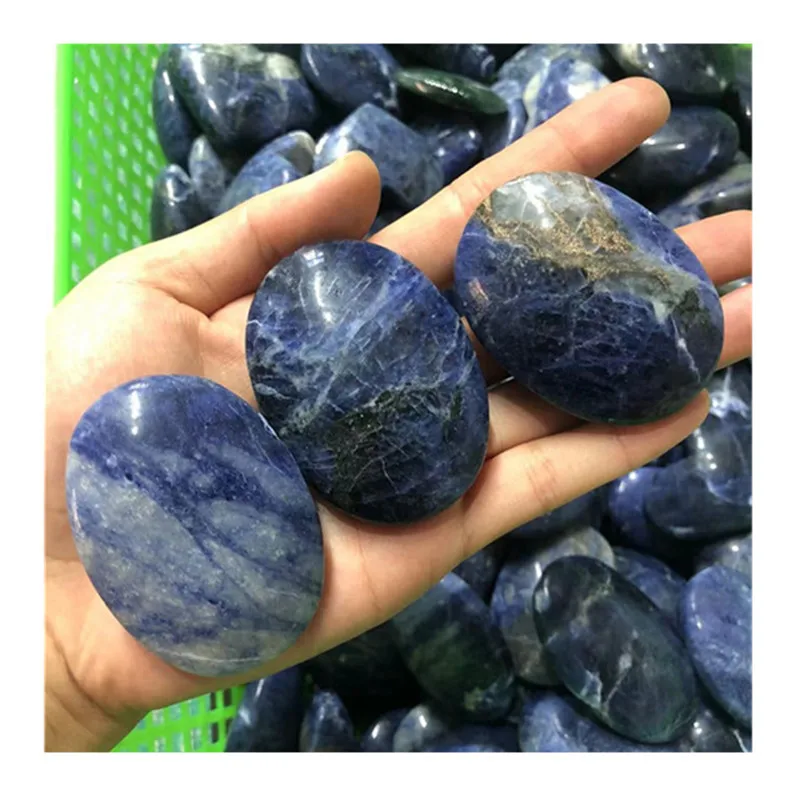 

Natural Carved Sodalite Palm Stone Crystals Healing Gemtones For Sale