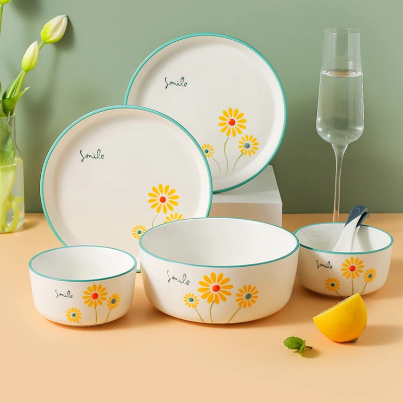 

Crockery Dessert Kitchen Dinner Plates Set Table Full Tableware of Plates Sets Dinnerware Fruit Bowl Assiette Cookware Set