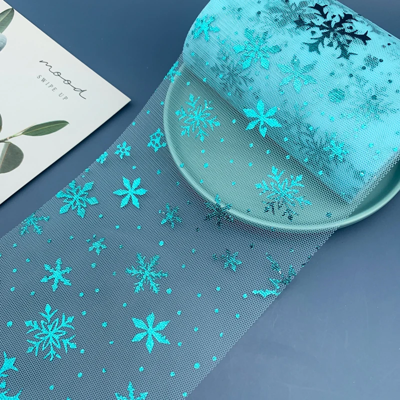 6cm 13cm 5Yards Snowflake Tulle Fabric Glitter Ribbon Organza Mesh Belt DIY Craft Accessories Hair Clip Bow Cake Topper Supplies ribbon decoration ribbon supplies organza ribbon fabric craft supplies