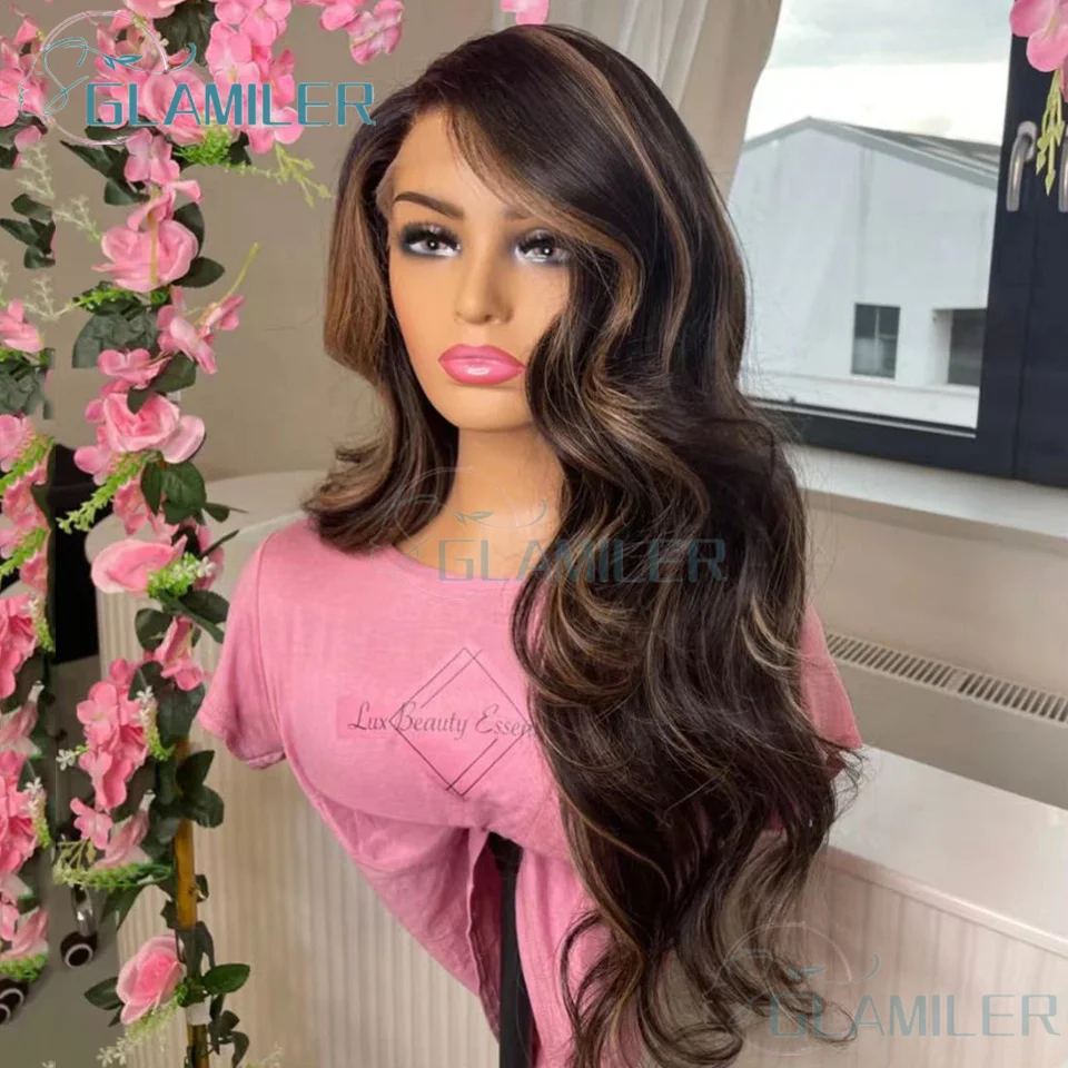 200Density Highlight Blonde Wave HD Lace 5x5 Silk Base European Human Hair Wig For Women BabyHair Preplucked 13x4 Silk Top Wigs