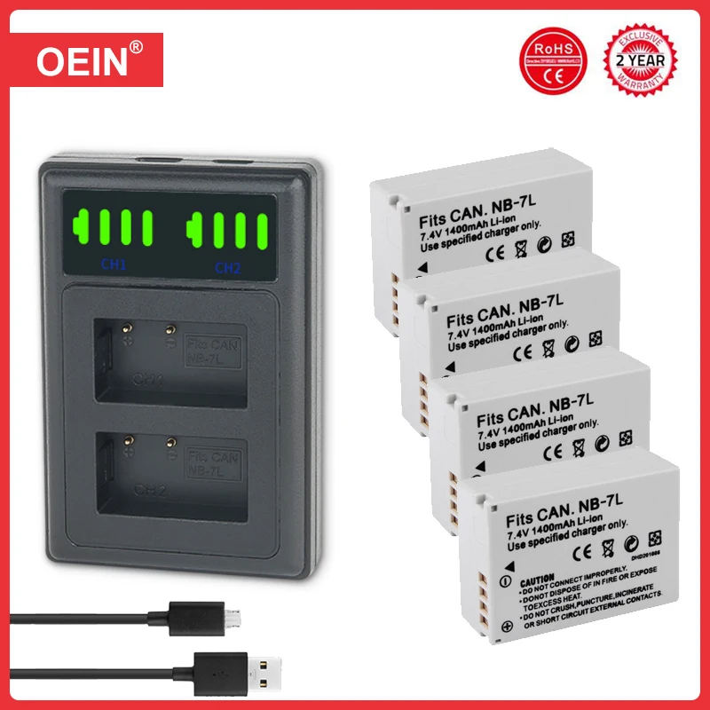 4 Pz Nb-7L Nb 7L Batteria Per Canon Powershot G10 G11 G12 Sx30Is 1400Mah Batteria Della Fotocamera