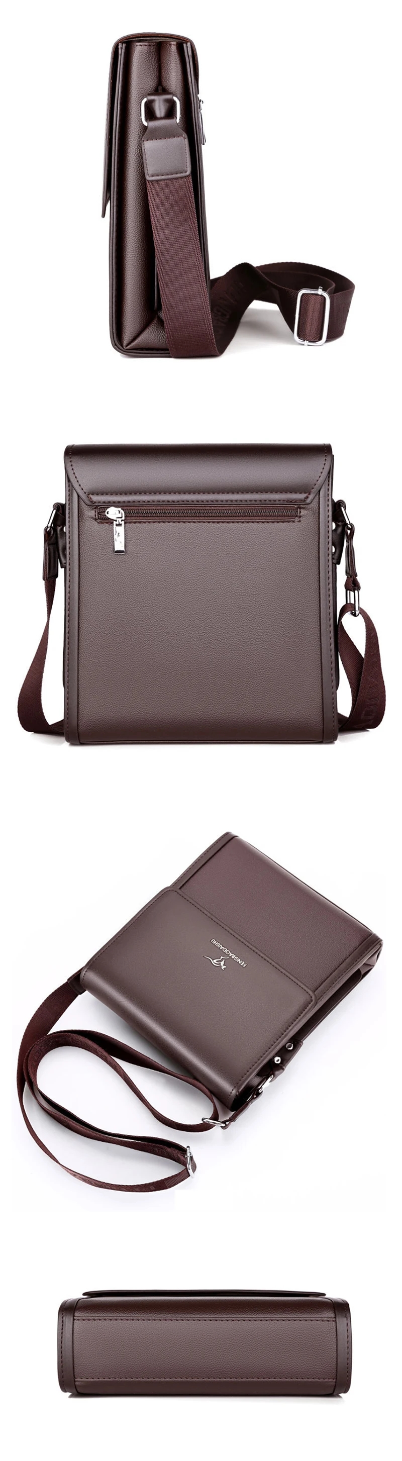 Shoulder Bag For Men PU Leather Porter Briefcase Cross Business Messenger Designer Luxury Crossbody Side Phone Bag Pouch Husband