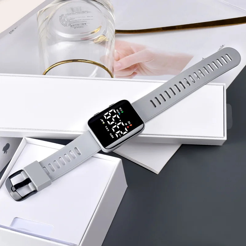 Digital Watch For Men Women LED Electronic Unisex Watch Fashion Casual Simple Silicone Strap Square Dial Clock Zegarek Damski