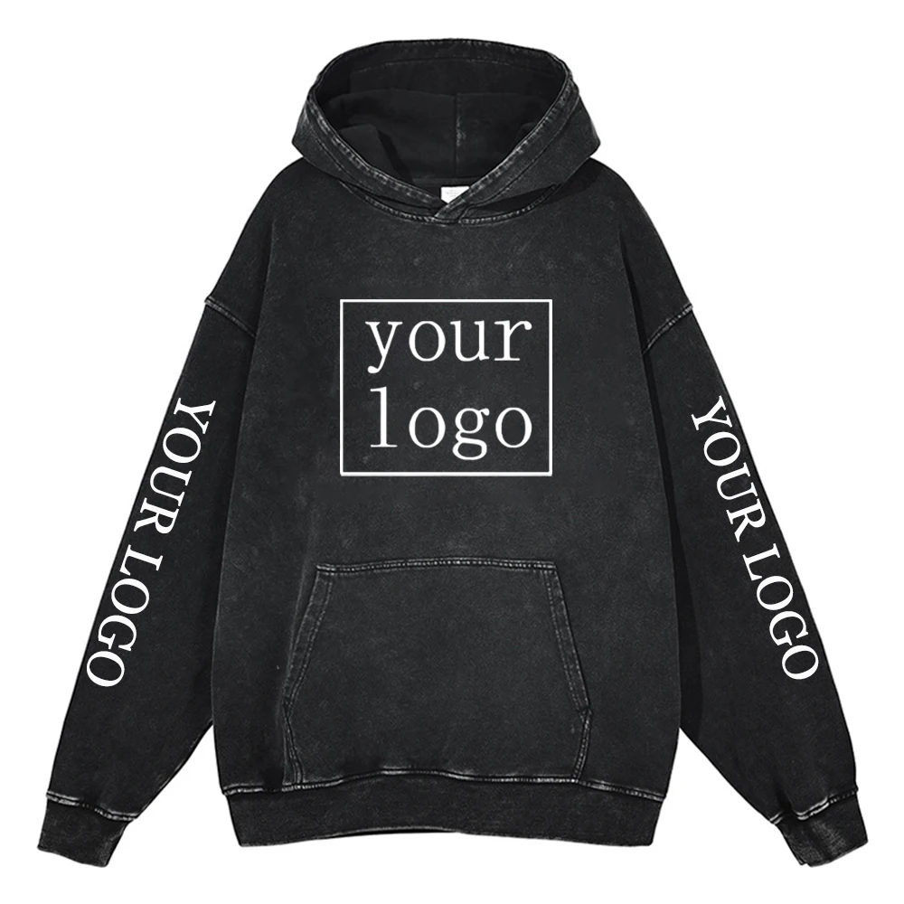 

Your Own Design Brand Logo/Picture Custom Hoodies Vintage Acid Wash Cotton Men Women Anime Cartoon Text Print DIY Sweatshirts