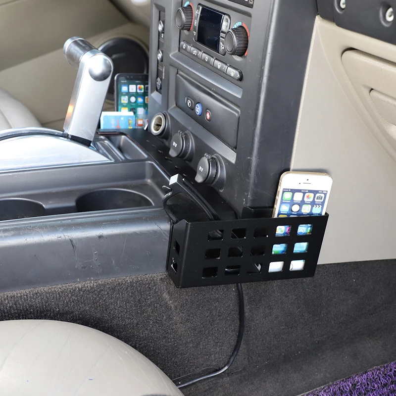 

For Hummer H2 2003-2007 Aluminum alloy Black Car Central Control Storage Rack On Both Sides Of The Multi-Function Storage Basket