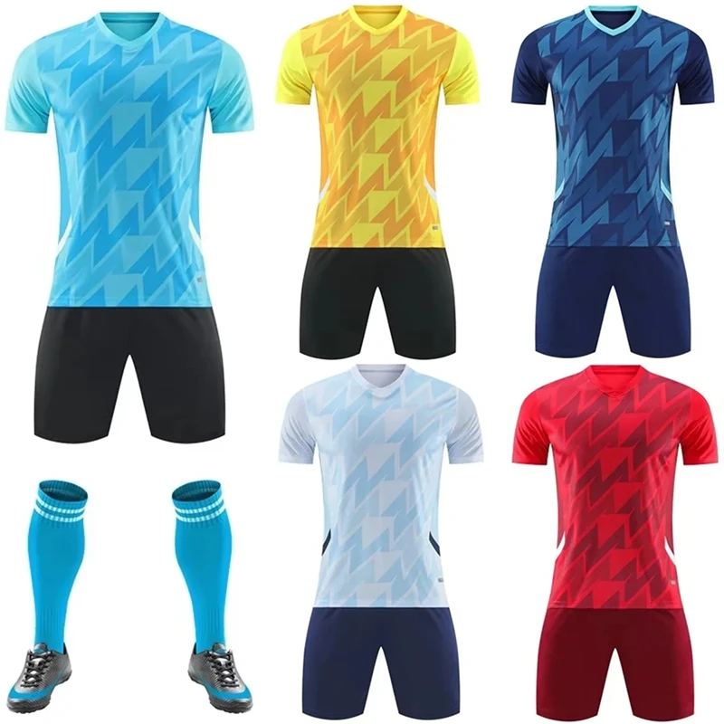 Kids School Soccer Sports Set Jerseys And Shorts Students Football Training Match Uniform Custom Team Name