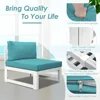 Aluminum terrace furniture with fire pit dialogue set, equipped with 29 inch deep seats (sky blue with white aluminum) 3