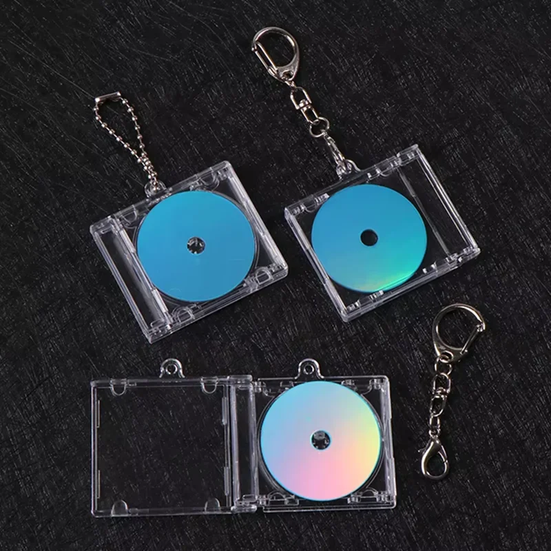 1개 NFC 기능 CD 디스크 키 체인 미니 CD 케이스 키홀더 기념 앨범 키홀더 DIY 백팩 펜던트용