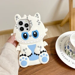 Kawaii 3D Cartoon Monster Soft Silicone Shock - Proof Phone Case - iPhone 16 (White)