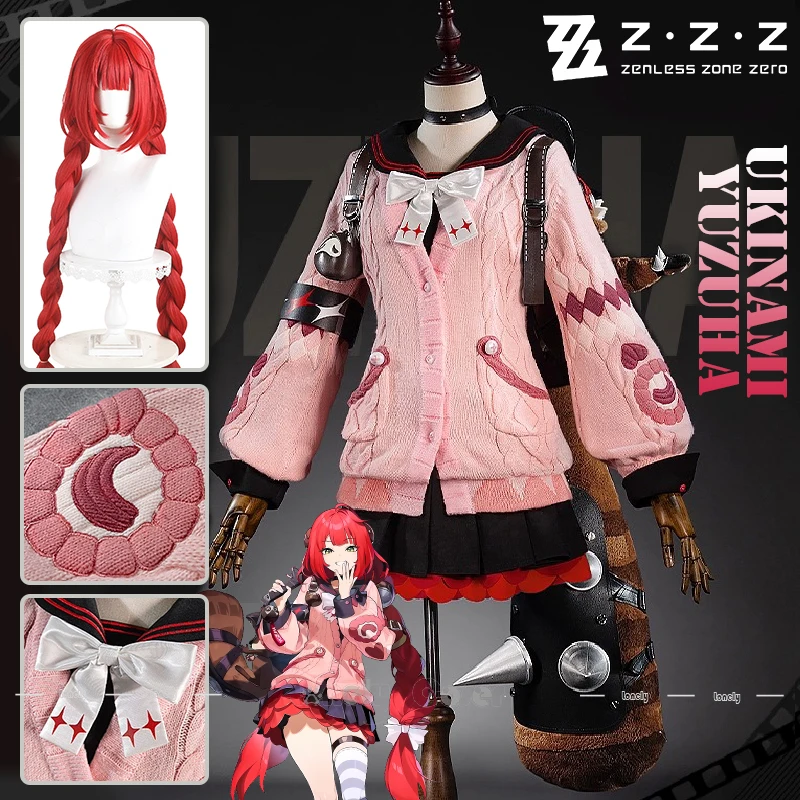 Zenless Zone Zero Ukinami Yuzuha Cosplay Costume Wig Sweater