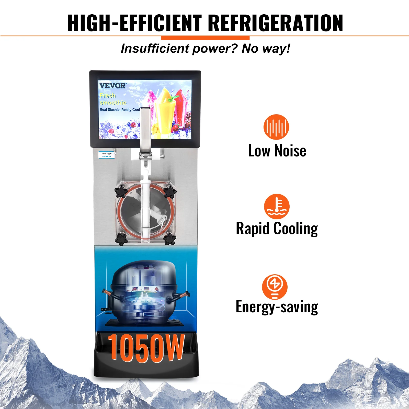 VEVOR Commercial Slushy Machine 8L Single Bowl Cool and Freeze Modes Stainless Steel Margarita Smoothie Frozen Drink Maker Bars 5