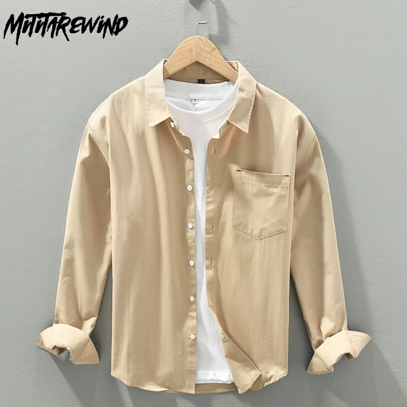 

Long Sleeve Plain Shirt Men Pure Cotton New in Shirts Loose Casual Shirts with Pocket Male Simple Versatile Tops Camisa Hombre