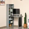 Homcom Fold-Out Convertible Office Desk, Wall Mount Computer Desk with Blackboard and Side Shelf, Charcoal Gray 3