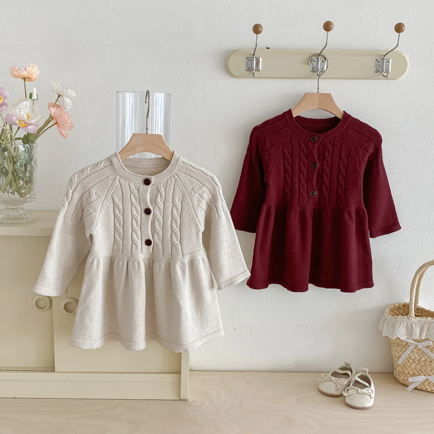 Girls Knit Sweater Dress Long Sleeve Daily Style