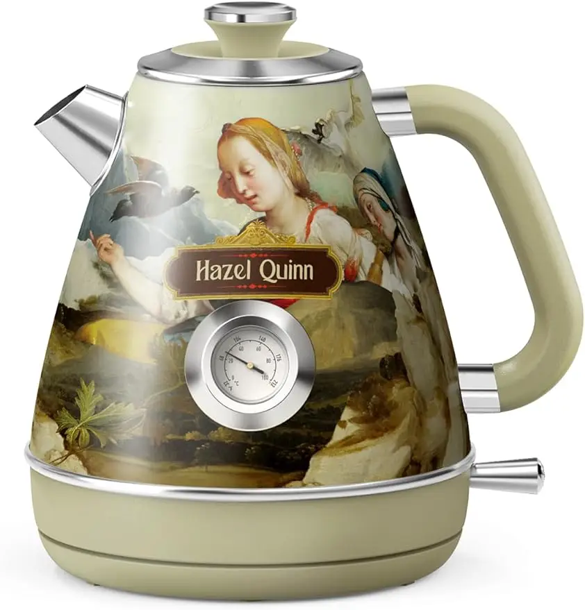 

Hazel Quinn X Eduardo Recife Collaboration Electric Retro Tea Kettle with Thermometer - 1.7 L / 57.5 oz, All Stainless