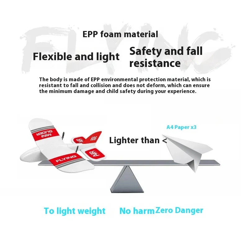 Mini Indoor Mão Jogado Aeronaves Giroscópio, Planador EPP, Planador de asa fixa durável, RC Plane Toy Presente, Kf606