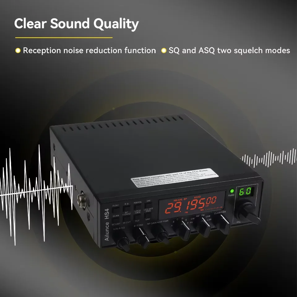 Retevis HS4 10 Meter Ham Radio Long Range Mobile Radio Multi-Mode Switch Dual Watch 6 Frequency Bands Mobile Transceiver 3