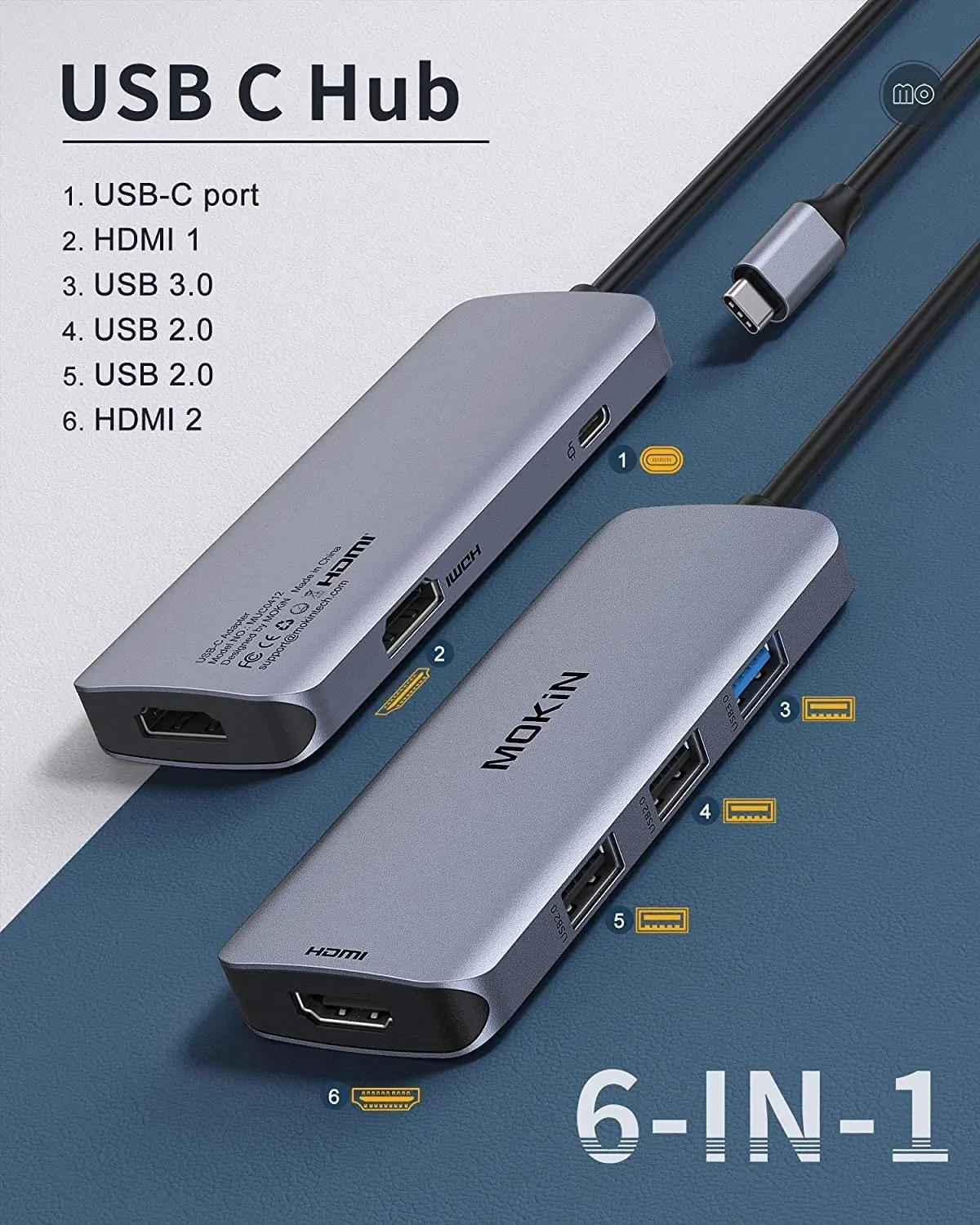  Anker USB C to Dual HDMI Adapter, Compact and Portable USB C  Adapter, Supports 4K@60Hz and Dual 4K@30Hz, for  MacBook/LenovoYoga/Thinkpad, XPS, and More [macOS only Support SST Mode] :  Electronics