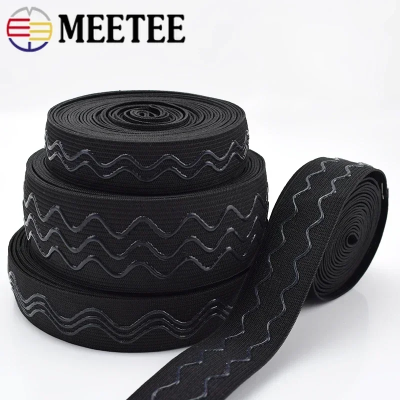 WANDIC Elastische Band – 10 Meter – Zwart – 4 Cm Breed – Siliconen Anti-slip Tape – Voor Naaien, Handwerk & Kleding