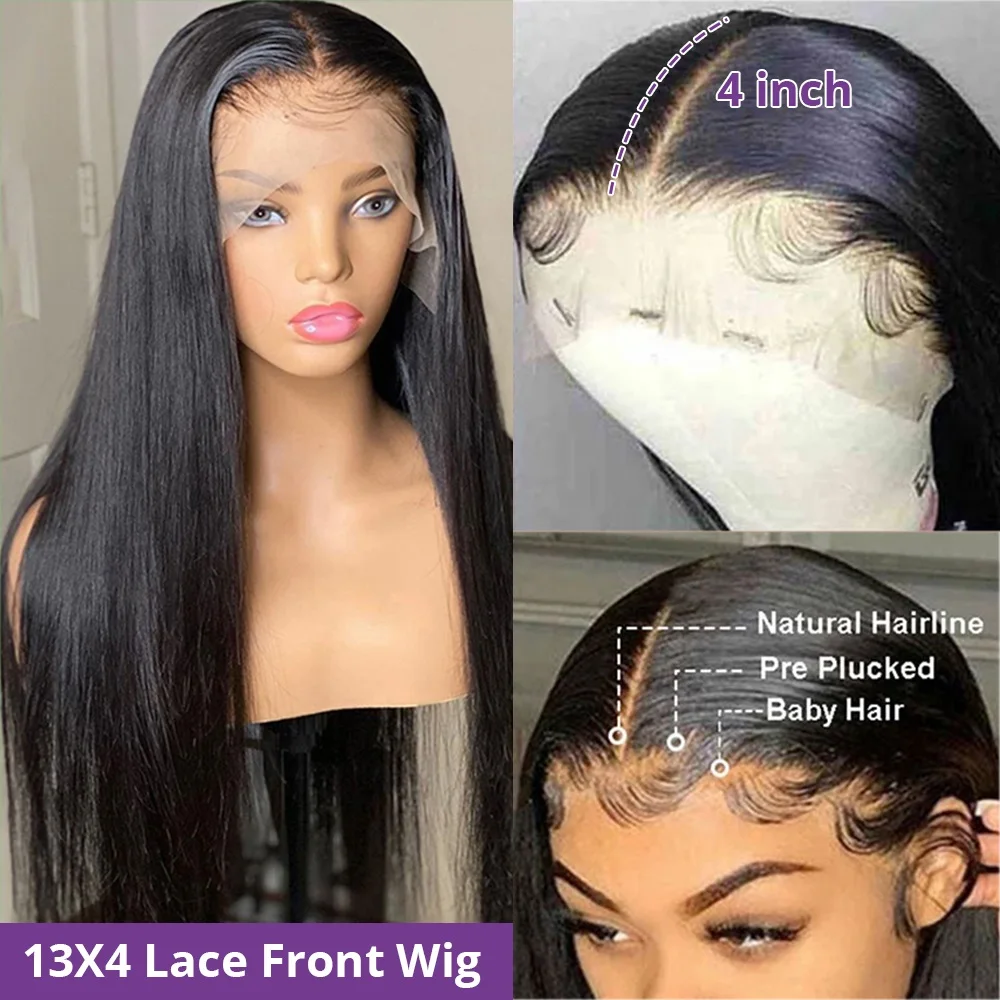 13x4 Bone Straight Human Hair Wigs 13x6 Hd Lace Frontal Hair 30 40 Inch Straight Transparent Lace Human Hair Wig For Black Women 4