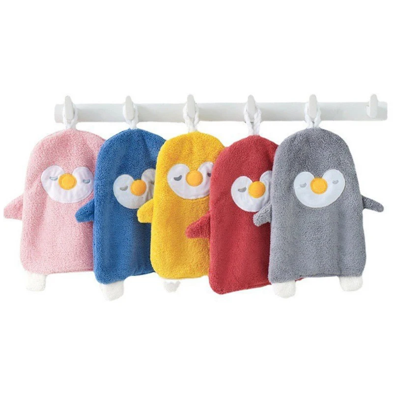 

Bathroom Cartoon Hand Towels Coral Velvet Cute Animal Children Hanging Towel Thicken Absorbent Towels Soft Kids Hand Towels