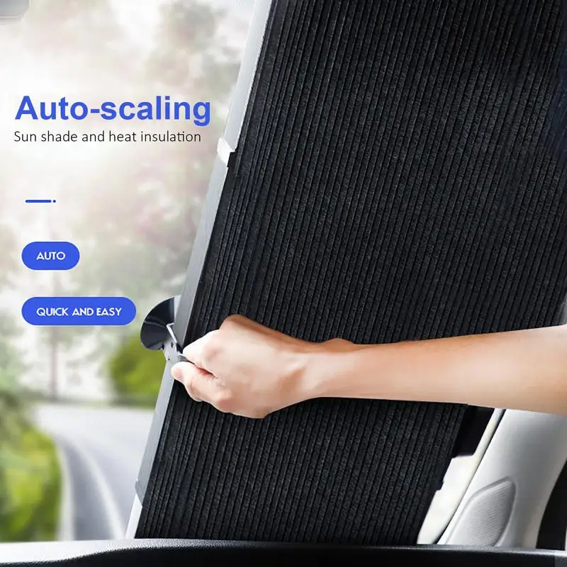 Car Front/Rear Window Sunshades Retractable Windshield Curtains for Sun
