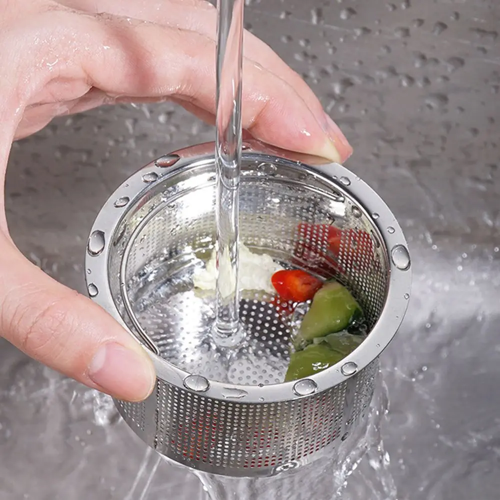 Sink Stainless Steel Strainer Stopper Kitchen Bathroom Floor Drain Hair Filter Basket Anti-Blocking