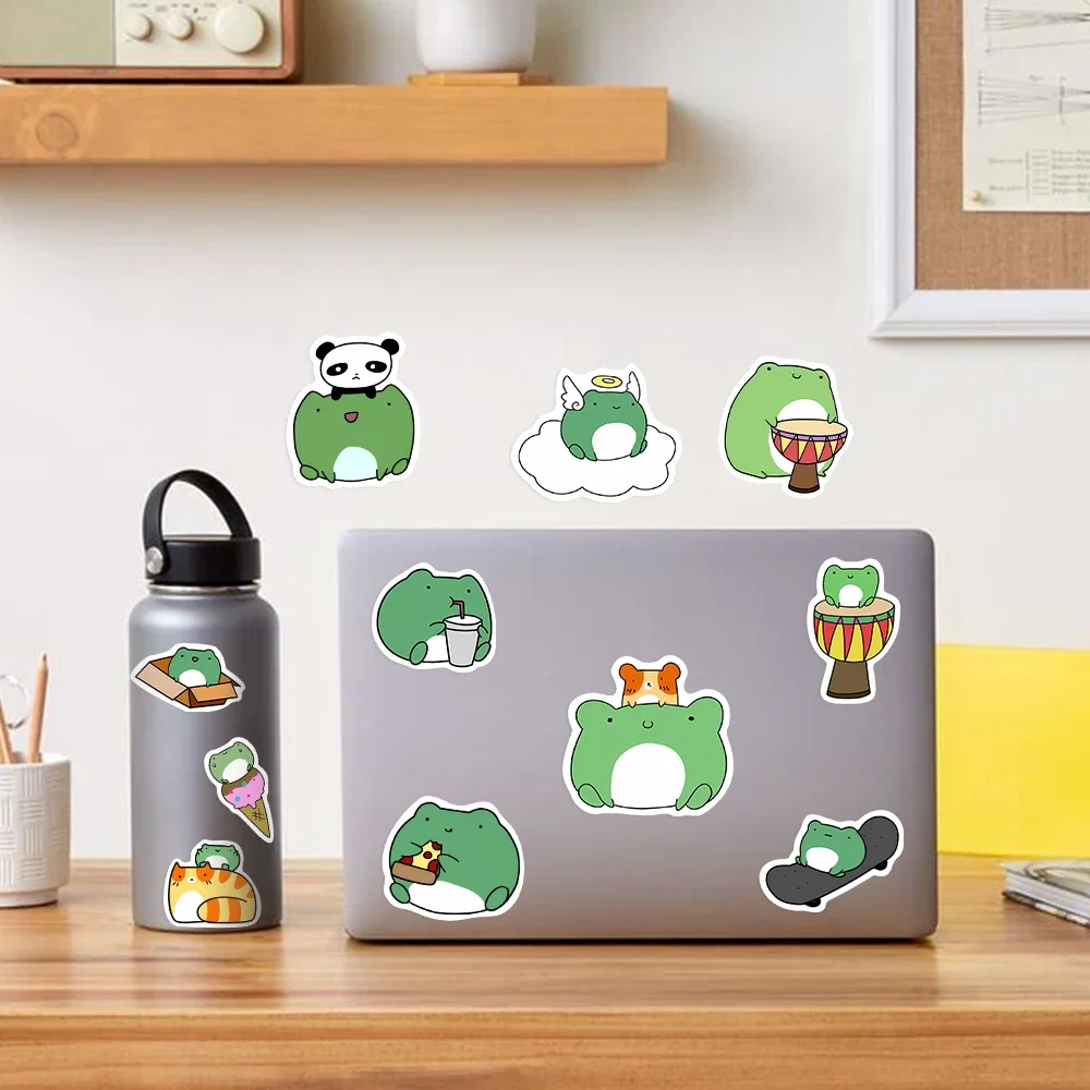 Cartoon Stickers Doodle Frog Stickers Cartoon Cute DIY Toy Gift Decal Decorative Graffiti for Phone Laptop Water Bottles Scrapbook Waterproof Decorative Stickers Self Adhesive Stickers Adhesive Stickers Cartoon Sticker