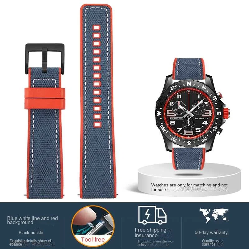 thumbnail image 1 of Correa de reloj de caucho y cuero de 20 mm y 22 mm adaptada a la serie Breitling Avengers Blackbird Professional Endurance Super Ocean, 1 of 5