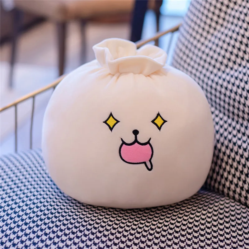 ZU Cute Home Decor Sofa Hug Pillow Steamed Stuffed Rice Bao Bun Plush Toy Funny Face Food Soft Soup Dumplings Kids Girl Gift