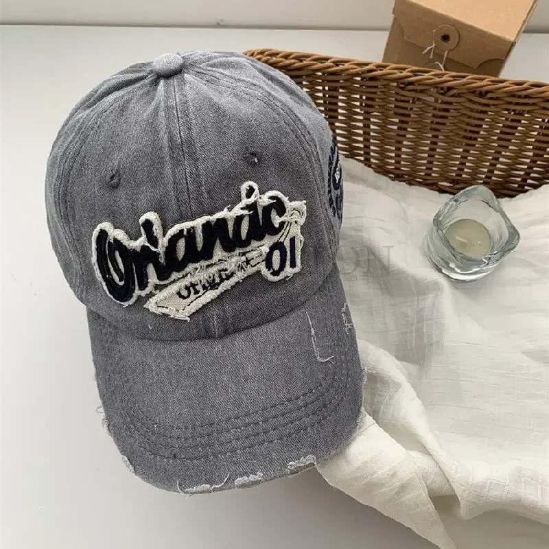 남녀공용 빈티지 워싱 자수 야구 모자, 선캡, 2023 야외 올매치 낚시 소녀 스냅백 캡 