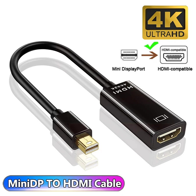 4K 미니 DP 썬더볼트 디스플레이포트-HDMI 케이블 어댑터, 1080P 미니 DP-HDMI 변환기 TV 프로젝터, 애플 맥북 에어 프로
