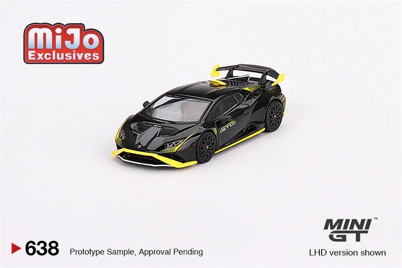 

Черная модель автомобиля MINI GT Mijo Exclusives 1:64 huracan STO Nero Noctis