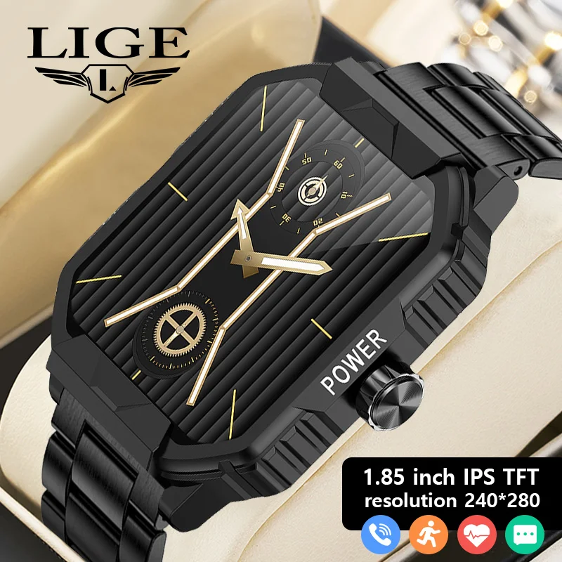 

LIGE Bluetooth Call Smart Watch Men Health Sports Wristbands Custom Dial Bracelets IP67 Waterproof HD Large Screen Smart Watches