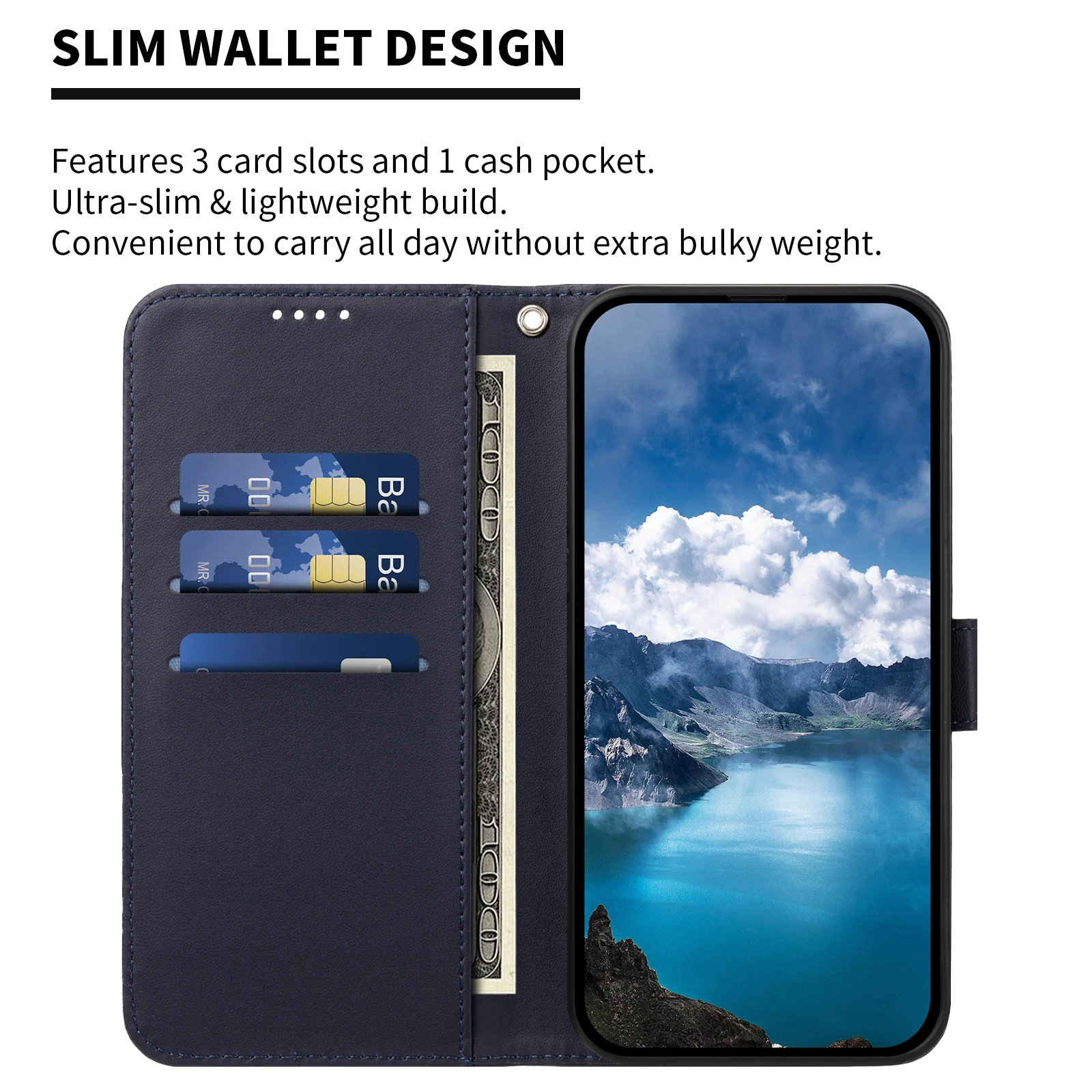 Luxury Leather Wallet Phone Case with Shockproof Bumper and Card Slots