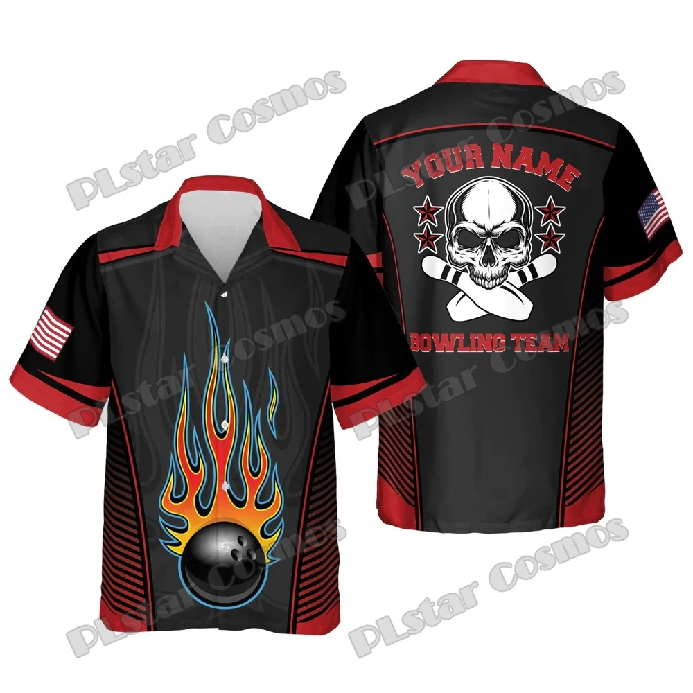 Benutzerdefinierter Name Lustiges Split Happens Bowling 3D-gedrucktes Herren-Hawaiihemd Sommer Unisex Lässiges Kurzarm-Button-Down-Hemd SH21 – Detail 12