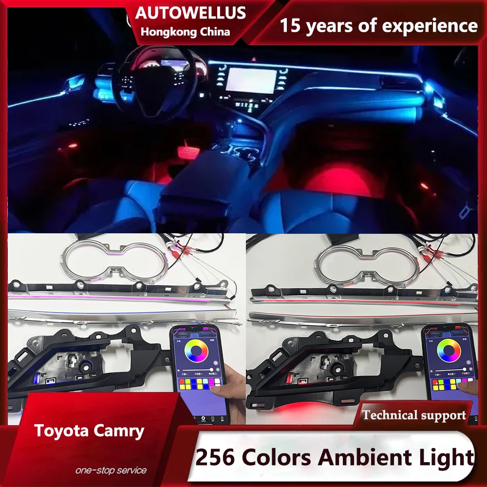 

Внешнее освещение для Camry 2018-2021 Kit Ambiente Beleuchtung, светодиодная внутренняя атмосферная лампа, украшение автомобиля