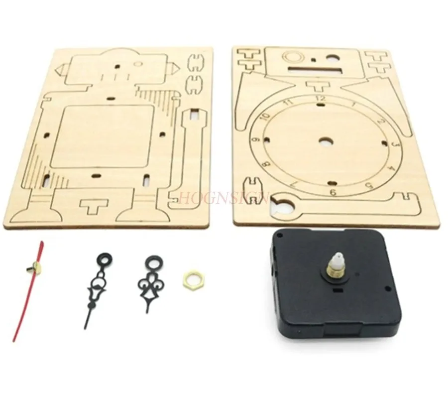 1세트 물리 과학 실험 로봇 모델 수제 DIY 시계 재료 제작 패키지 기술