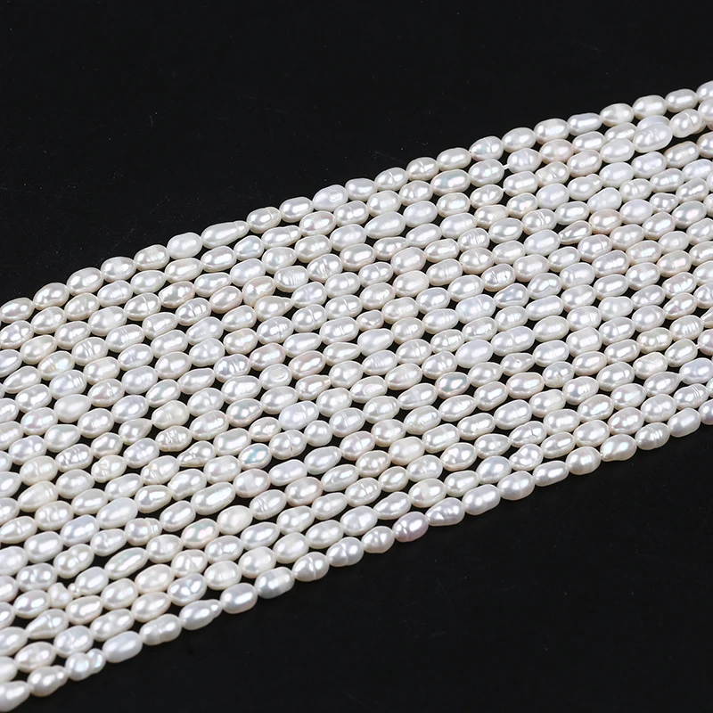 

10strands 4-5mm AA white natural loose beads real freshwater rice pearl strand