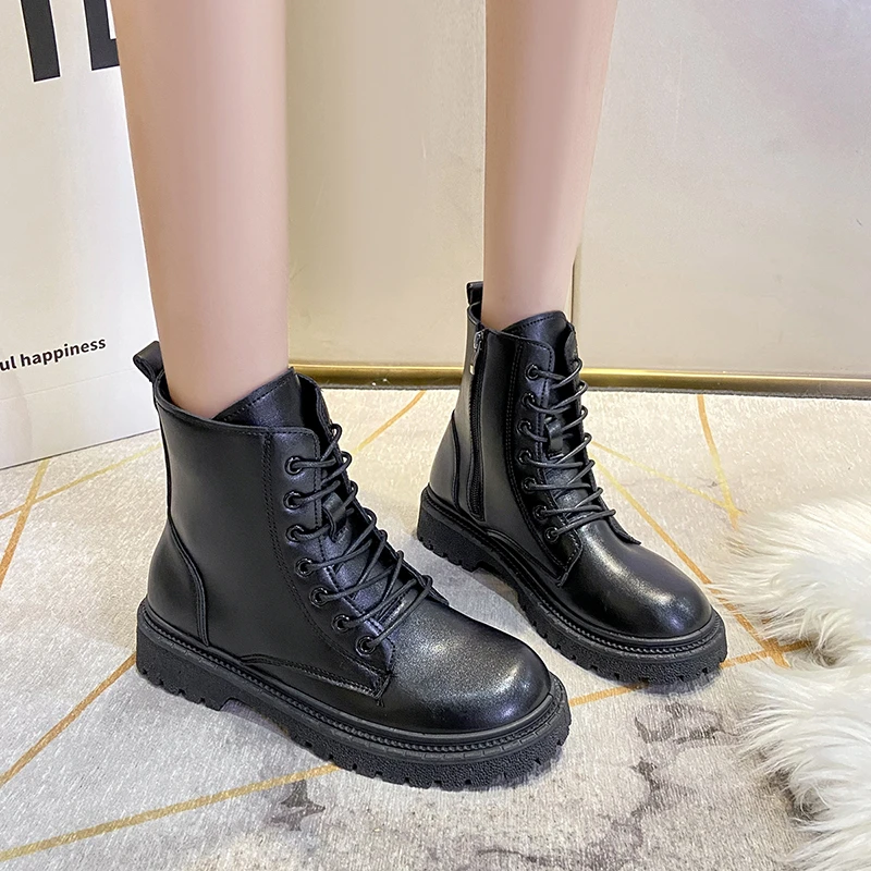 Women's boots autumn winter high Combat boots women Platform women